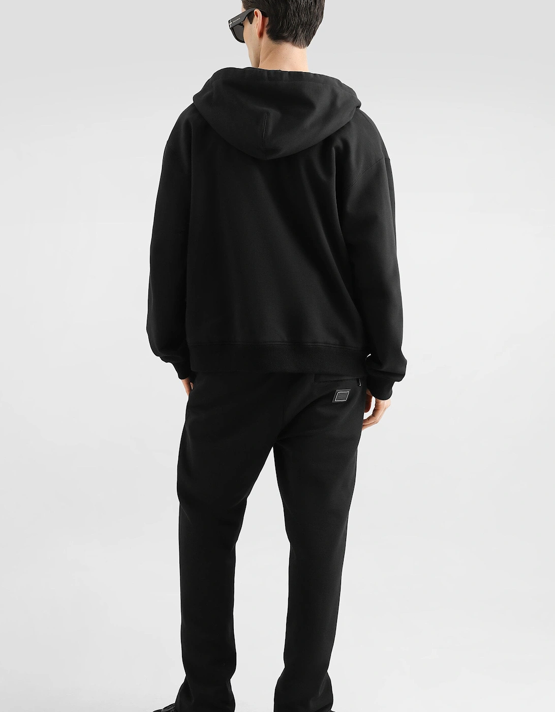Zip Through Plaque Hoodie Black