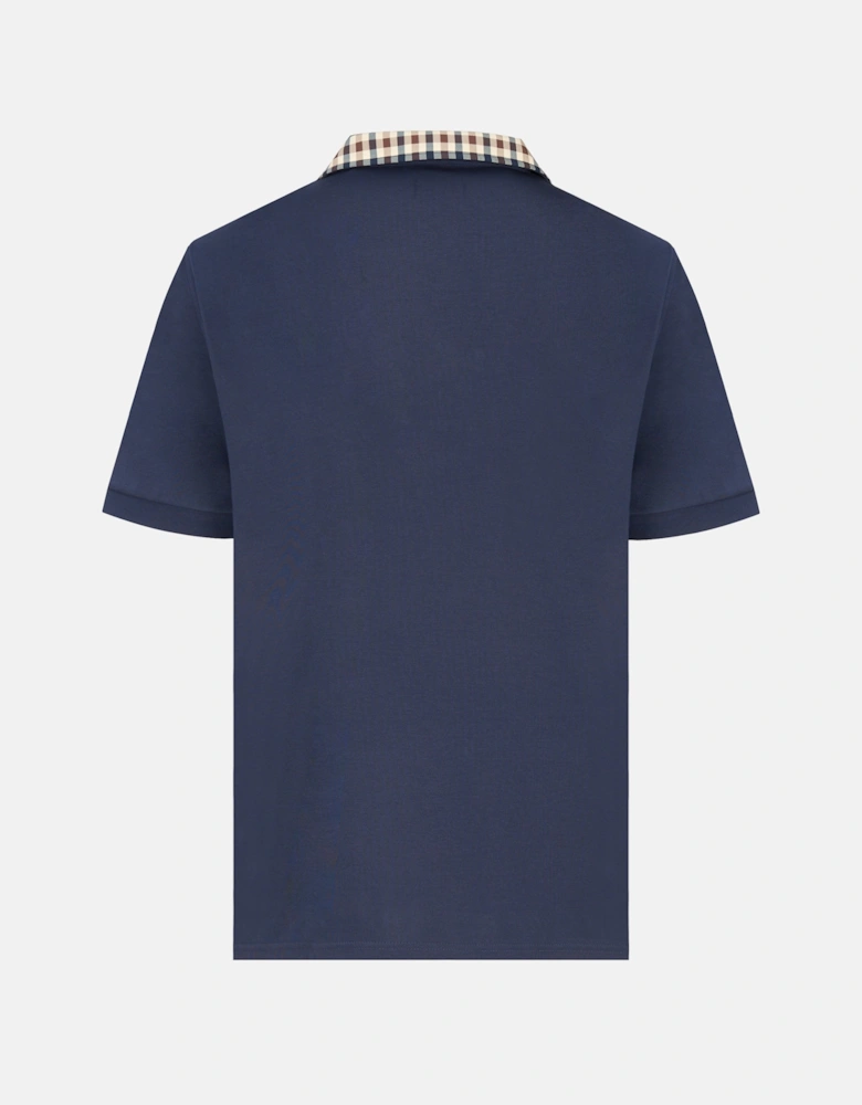 Check Collar Tech Polo Navy