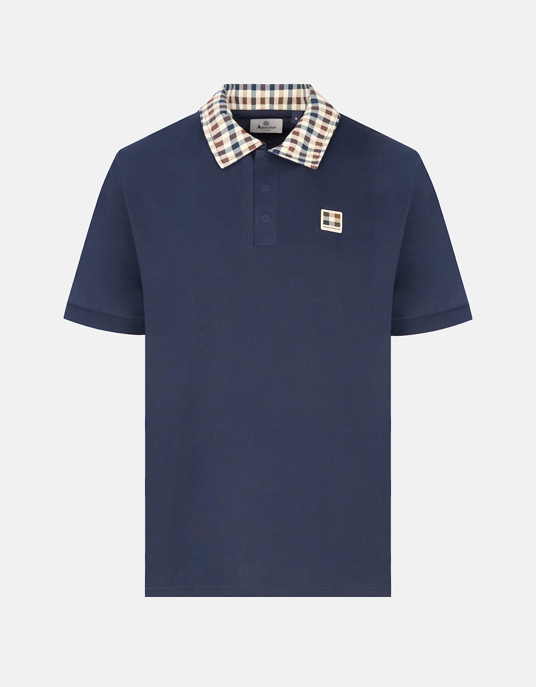 Check Collar Tech Polo Navy
