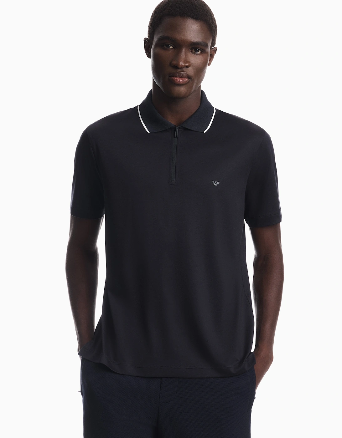 Contrast Collar Polo Shirt Navy
