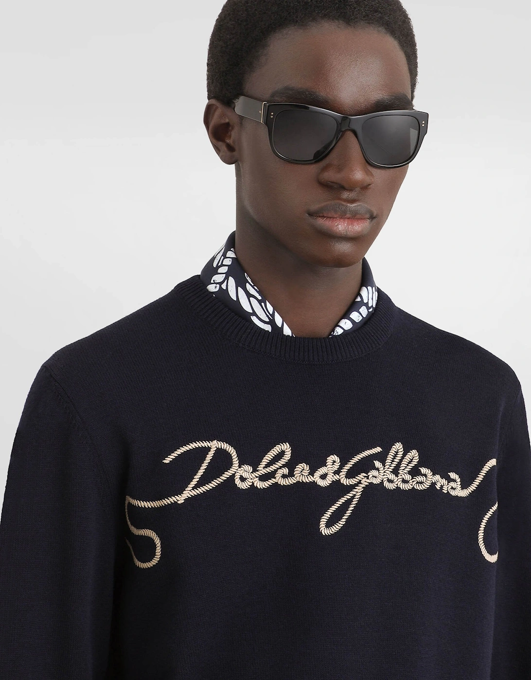 Embroidered Logo Sweater Navy
