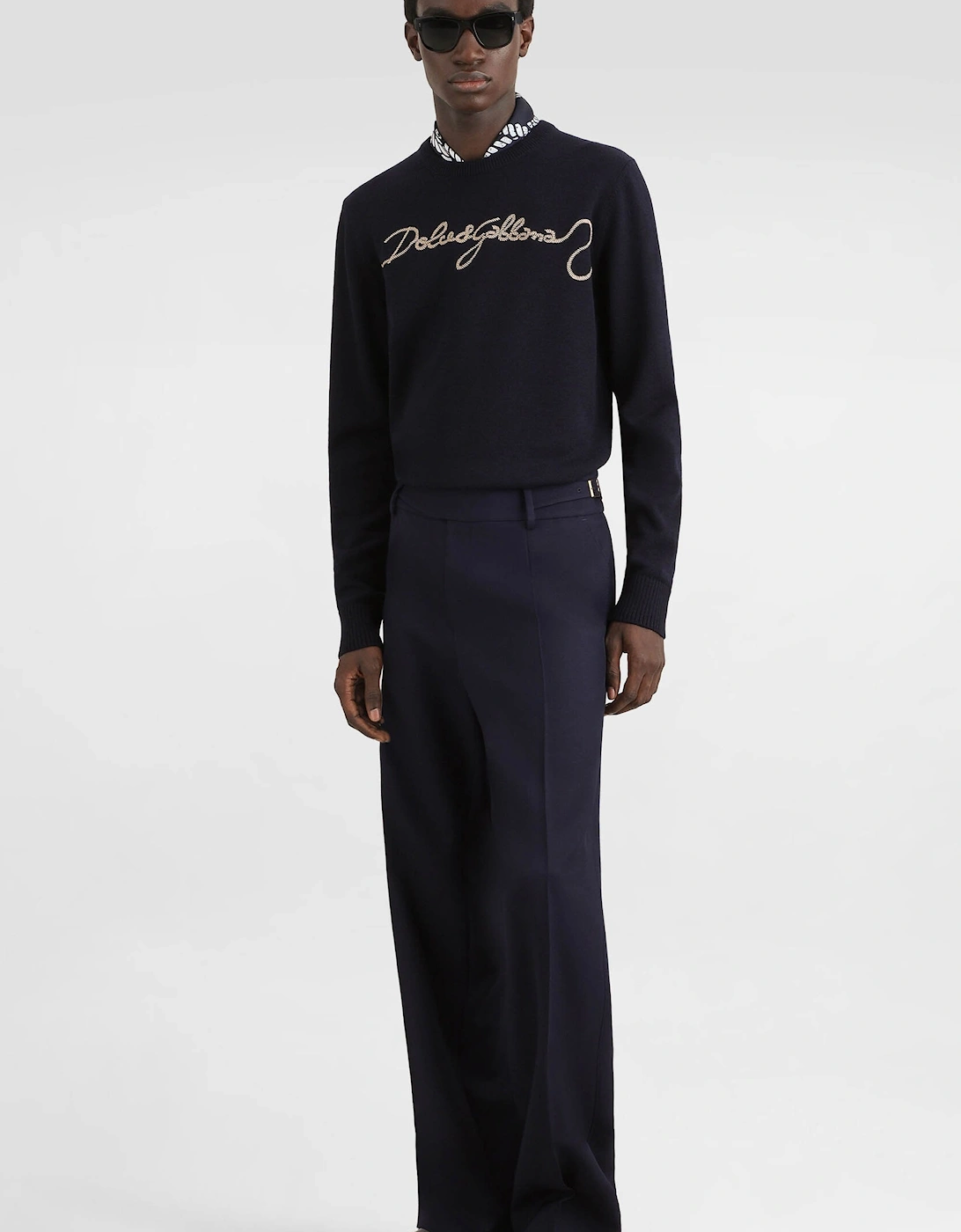 Embroidered Logo Sweater Navy