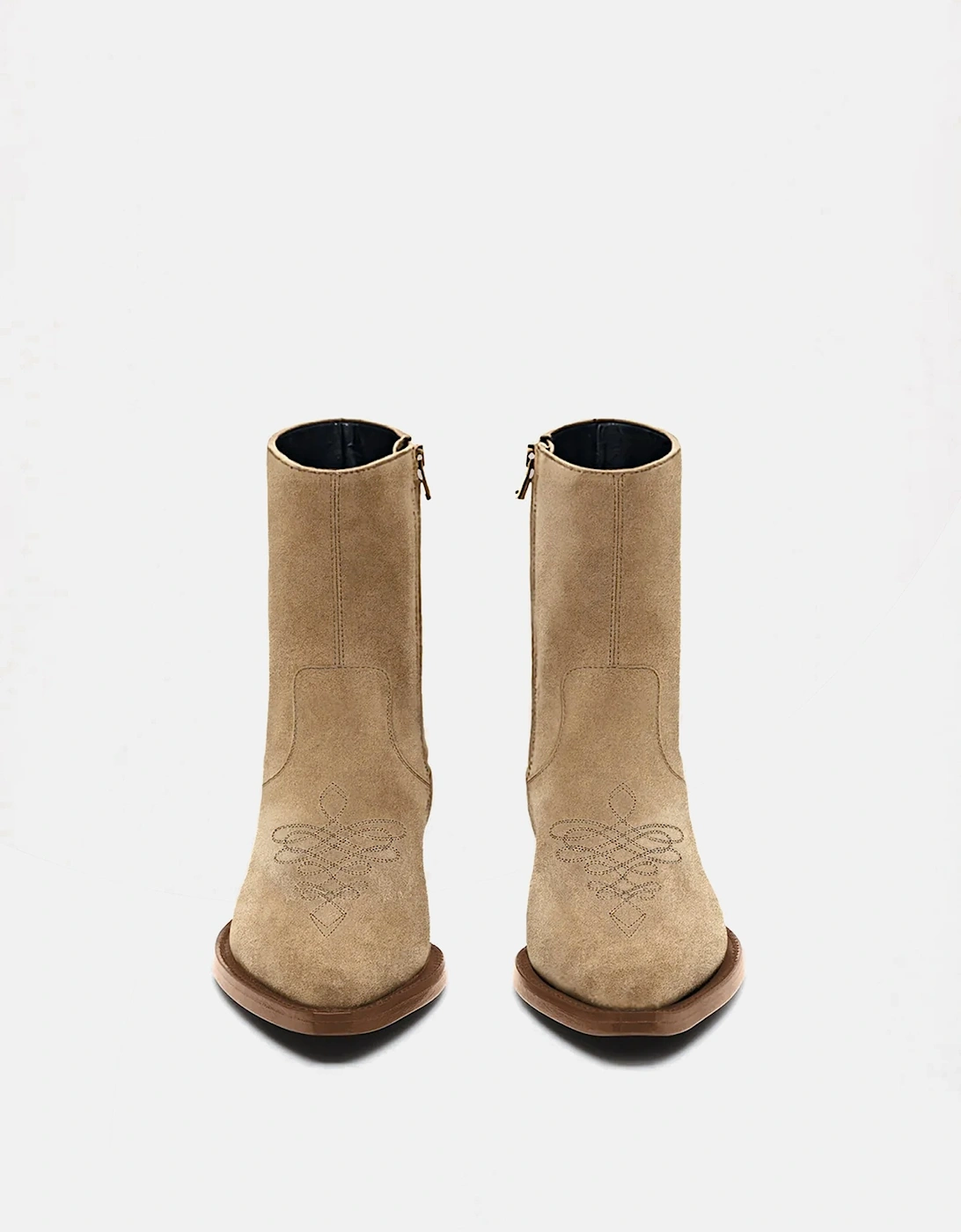 Suede MA Pointy Leather Boots Beige