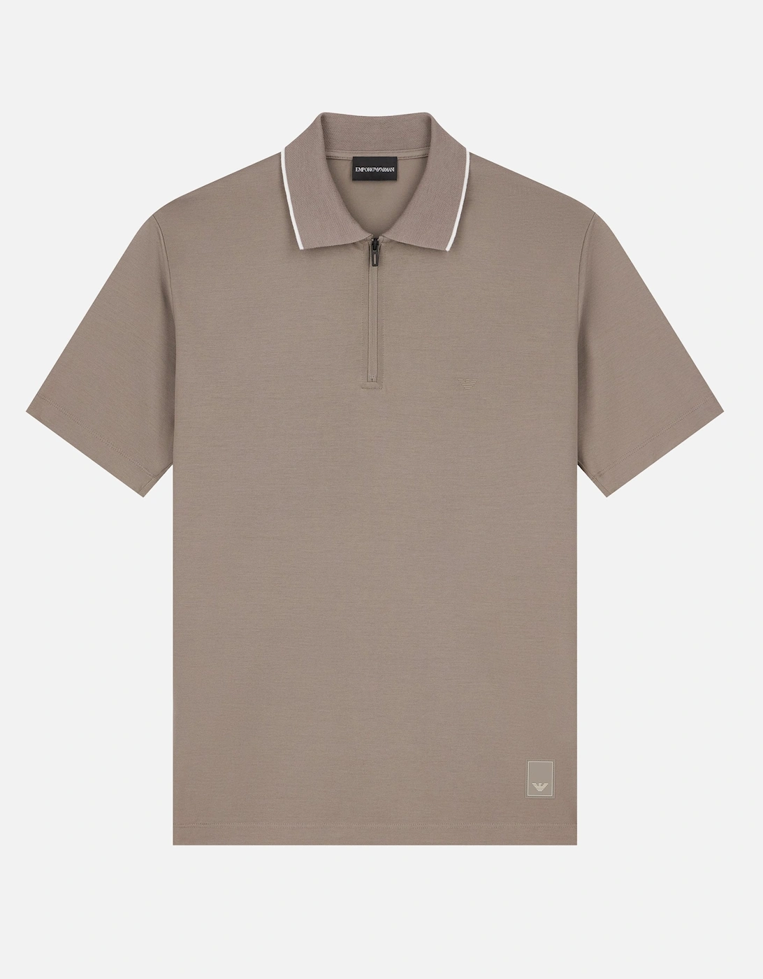 Contrast Collar Polo Beige