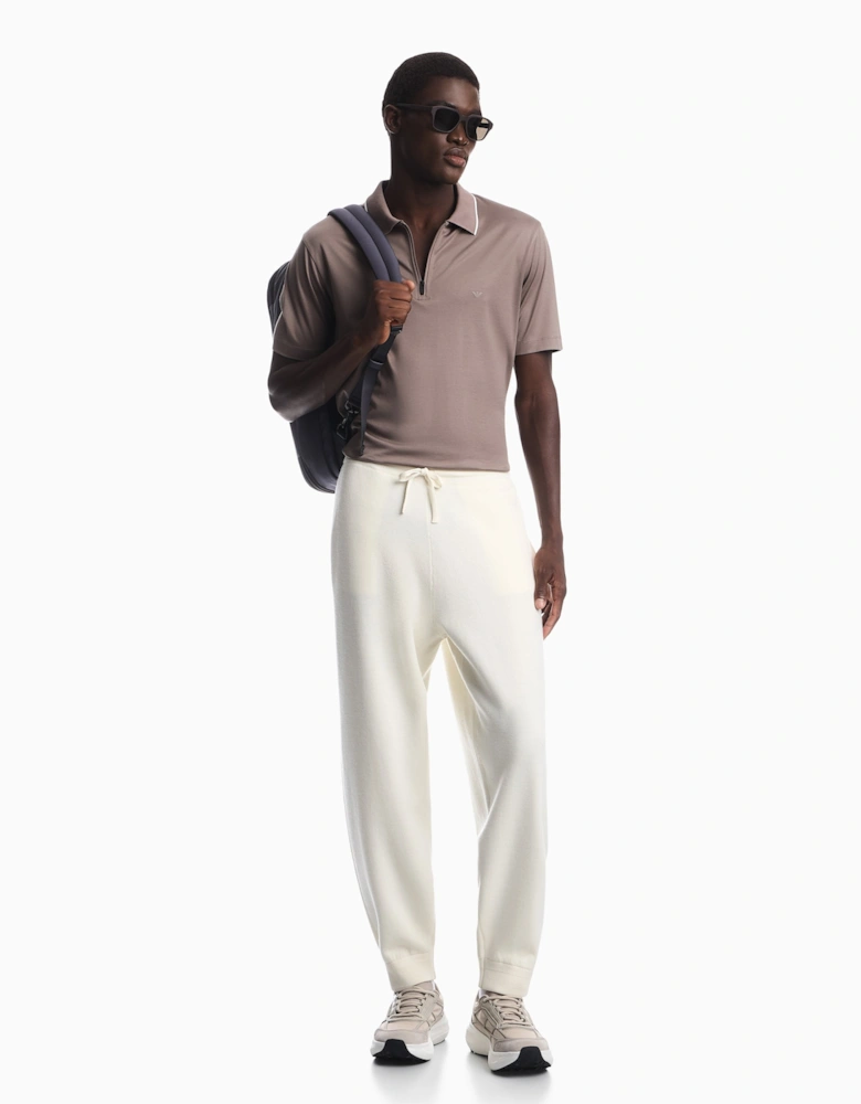Contrast Collar Polo Beige