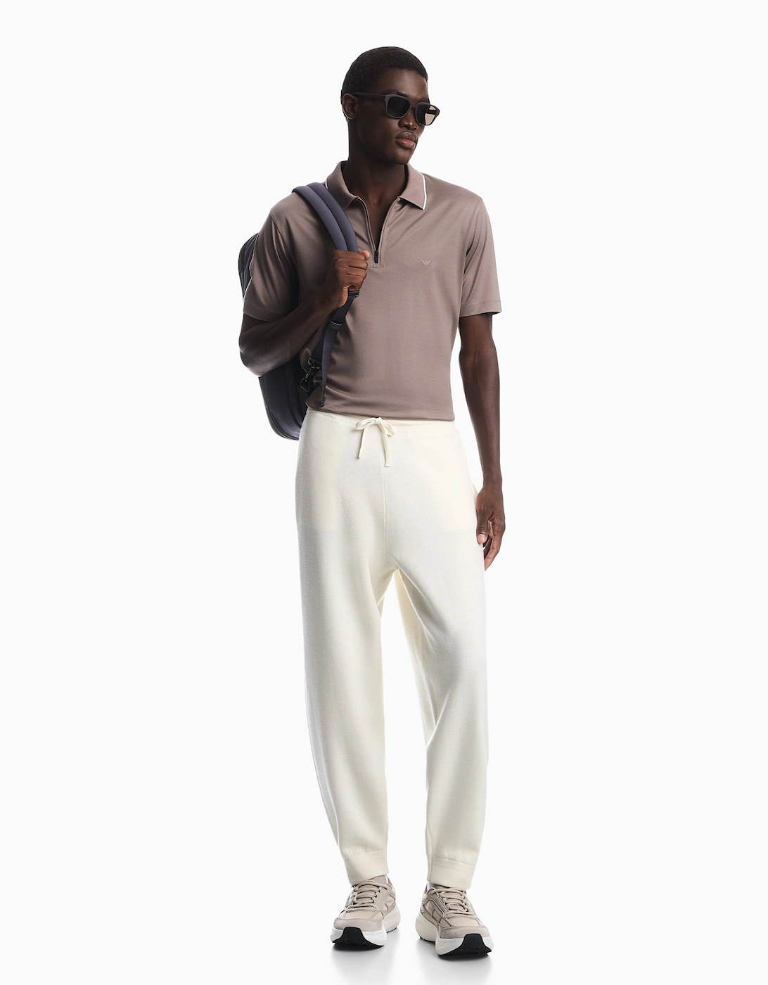 Contrast Collar Polo Beige