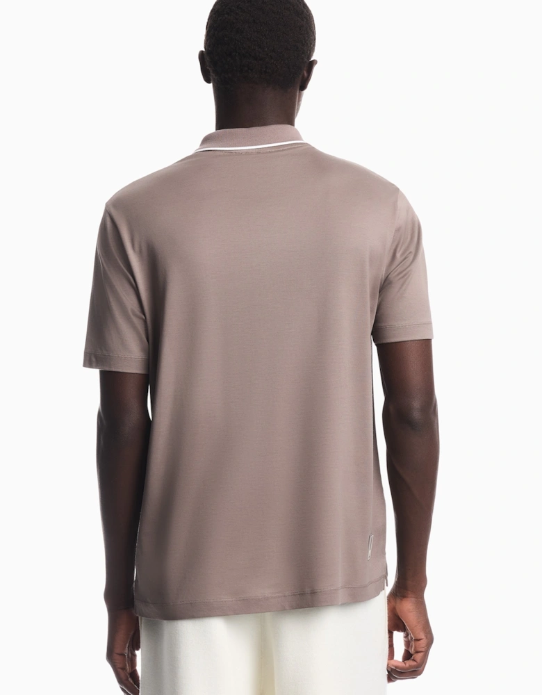 Contrast Collar Polo Beige