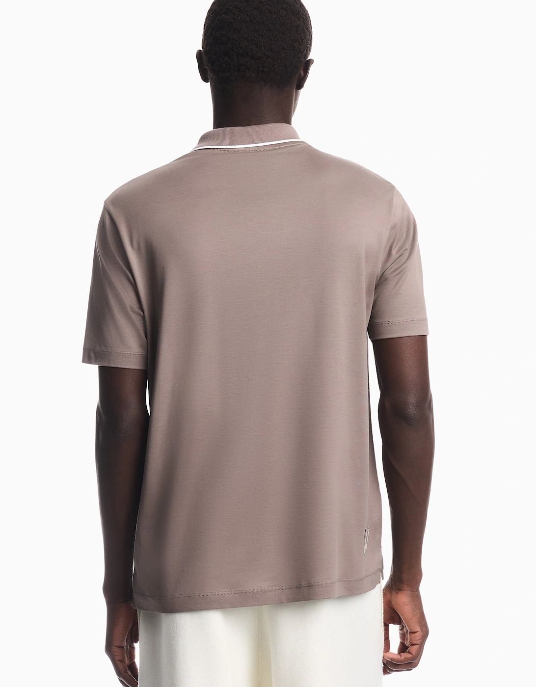 Contrast Collar Polo Beige