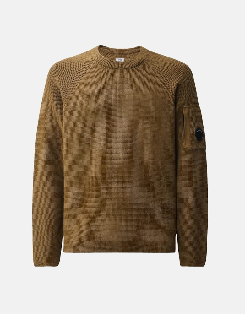 Cotton Waffle Knit Lens Sweater Brown