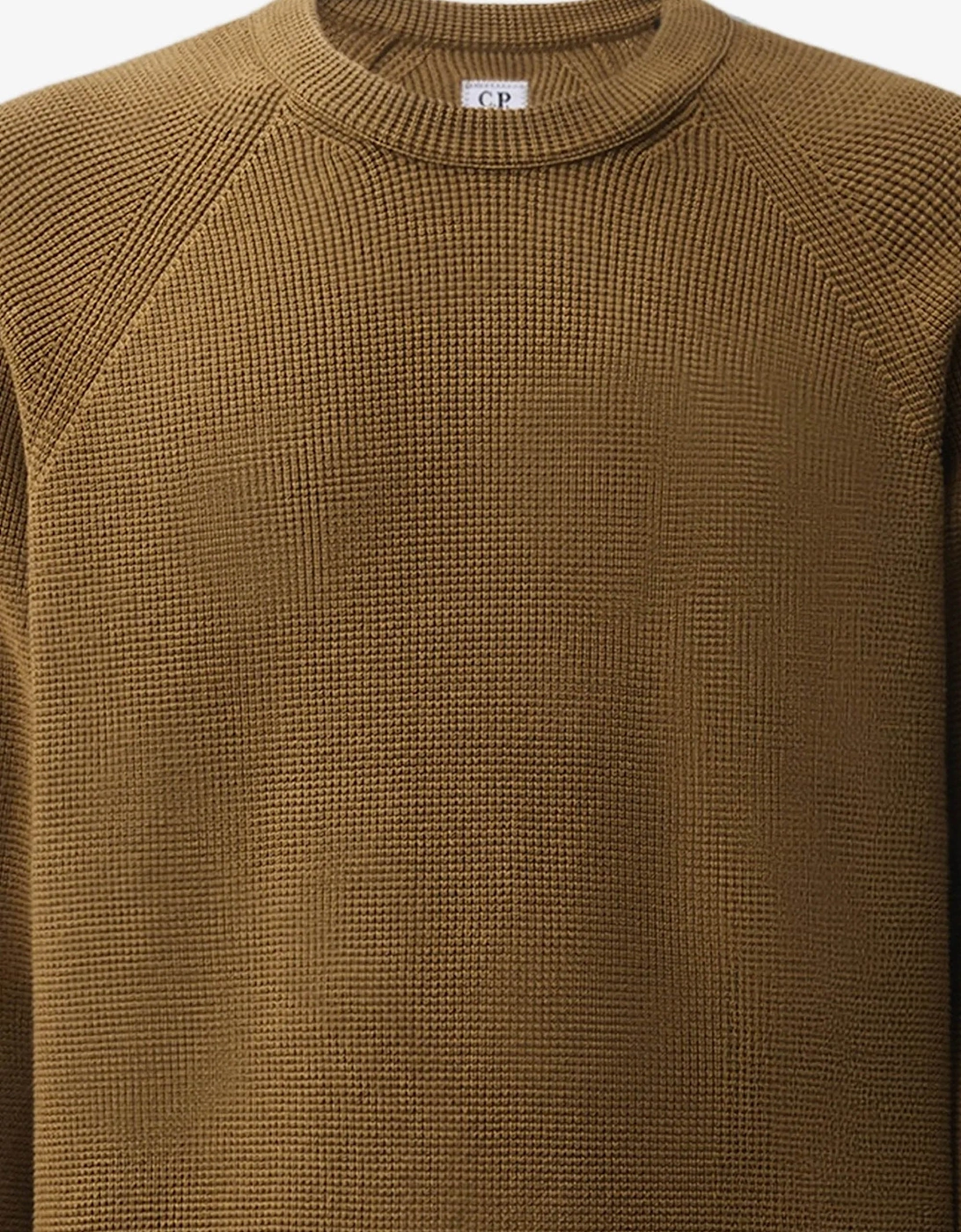 Cotton Waffle Knit Lens Sweater Brown