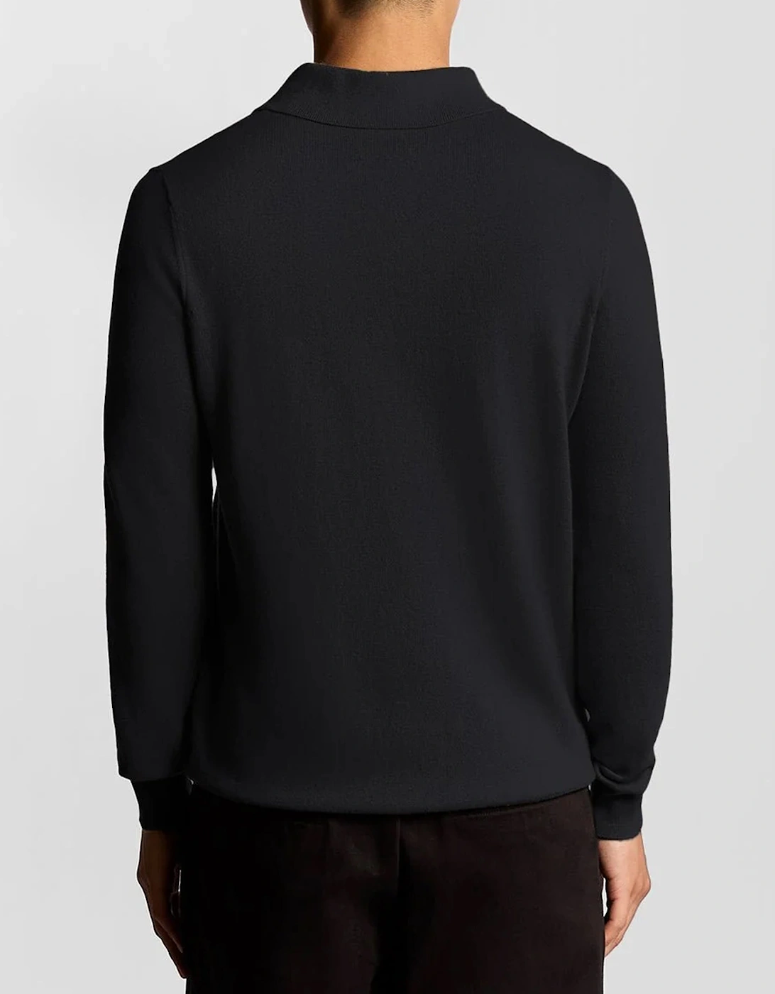 Lyle & Scott Cotton Merino LS Knitted Polo Sweater JET BLACK
