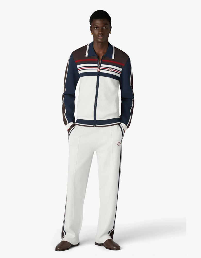 Cafe Stripe Zip Up Jacket Navy