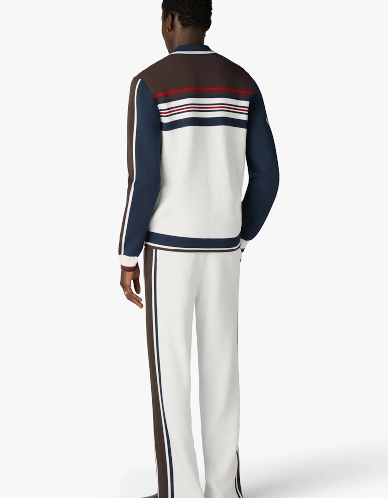 Cafe Stripe Zip Up Jacket Navy