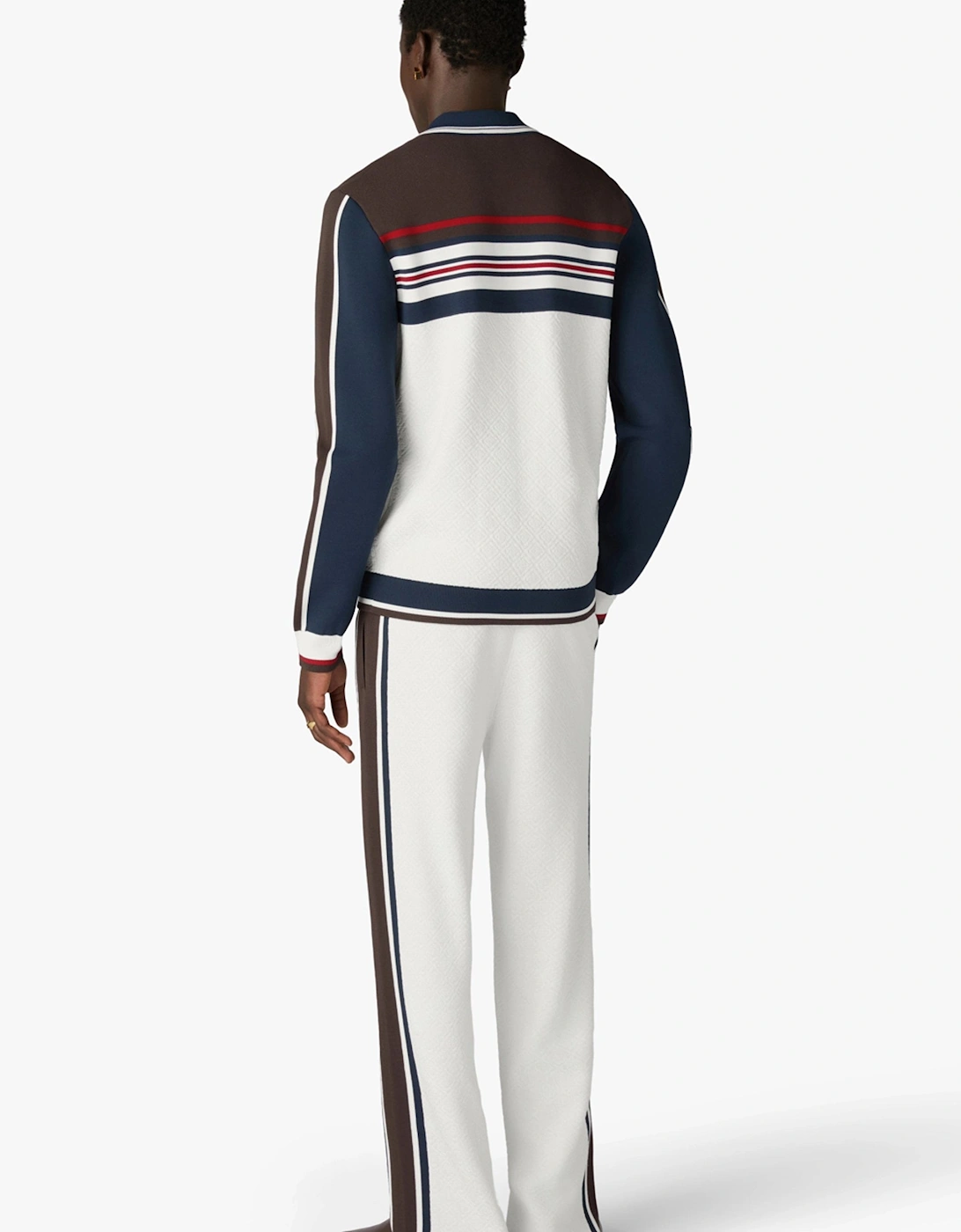 Cafe Stripe Zip Up Jacket Navy