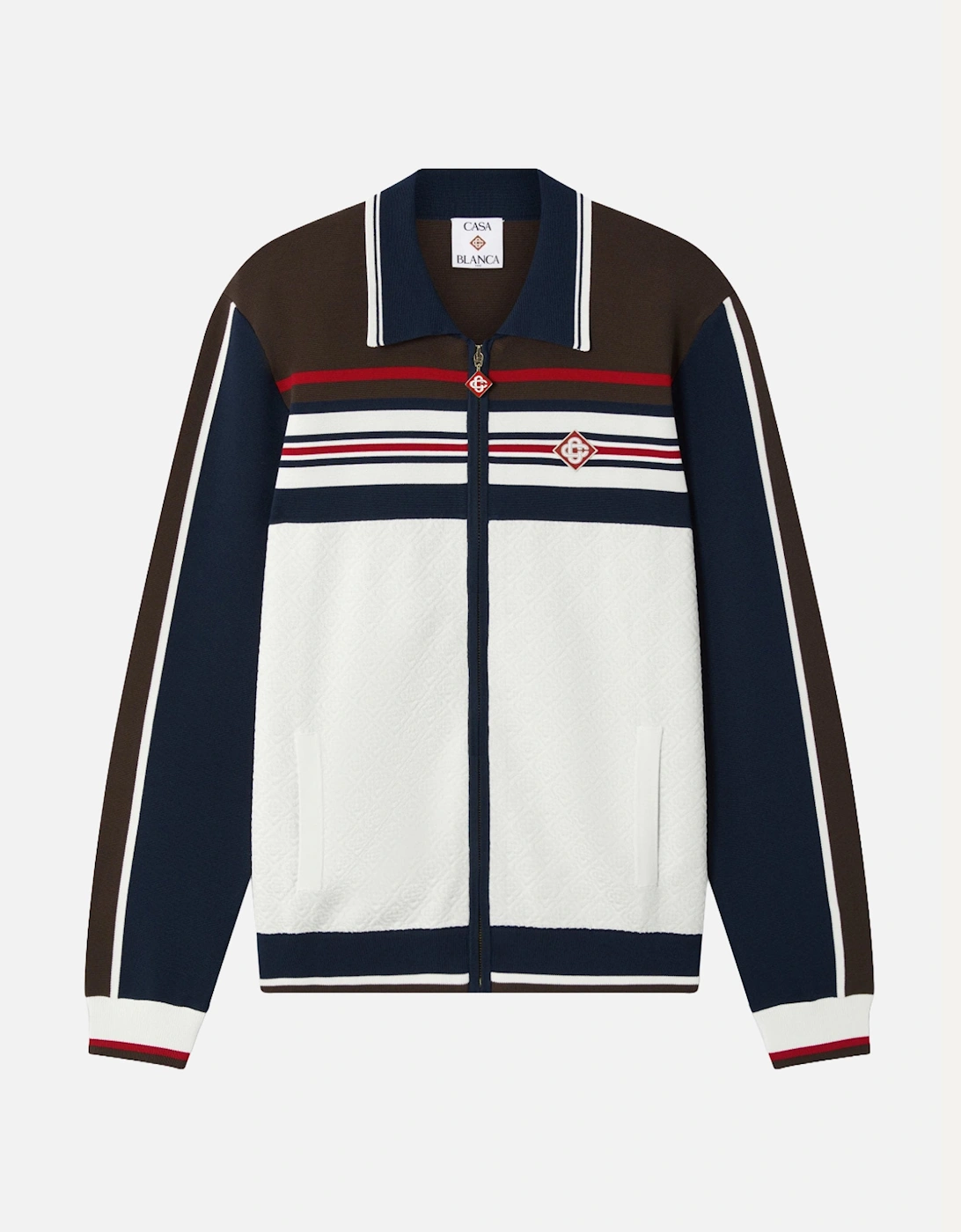 Cafe Stripe Zip Up Jacket Navy