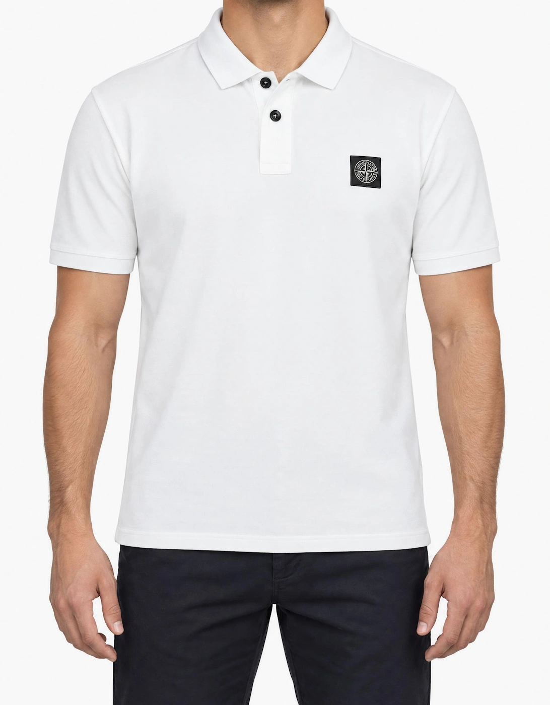 Stone Island Compass Badge Polo T-Shirt Slim Fit White