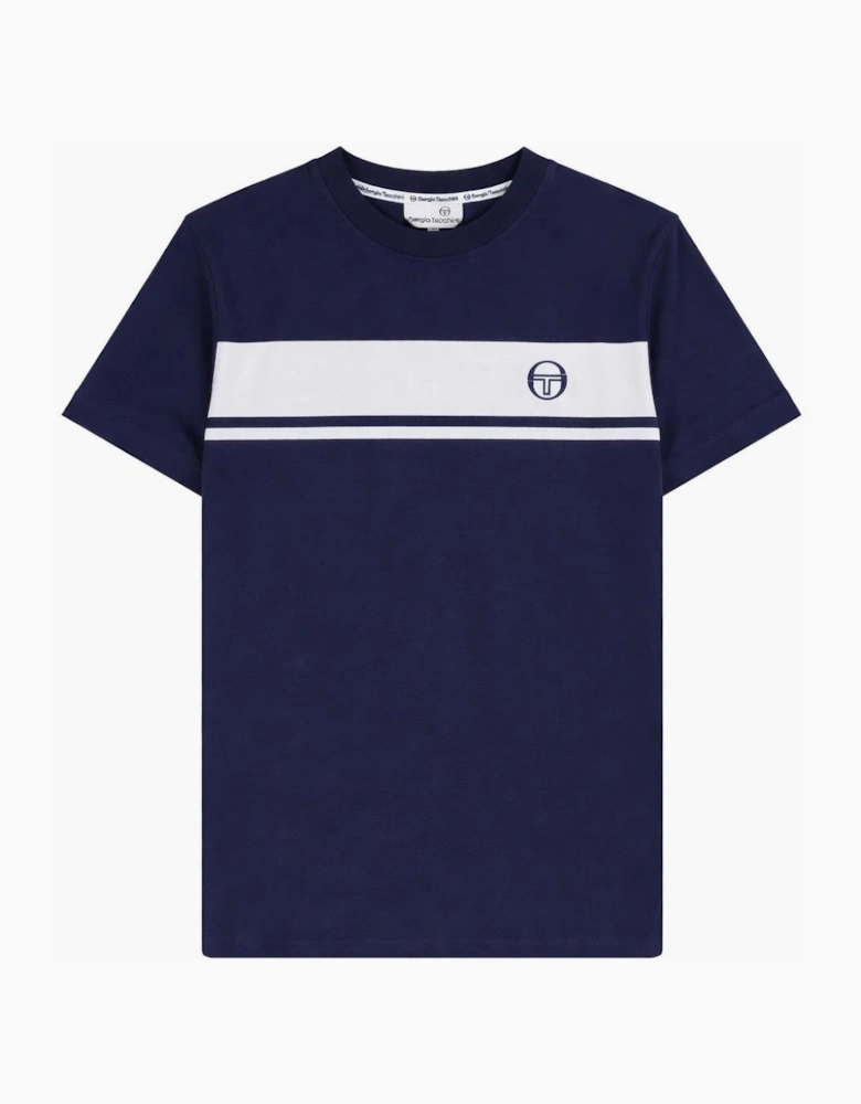 Sergio Tacchini Master Crew Neck T-Shirt Navy/White Tonal