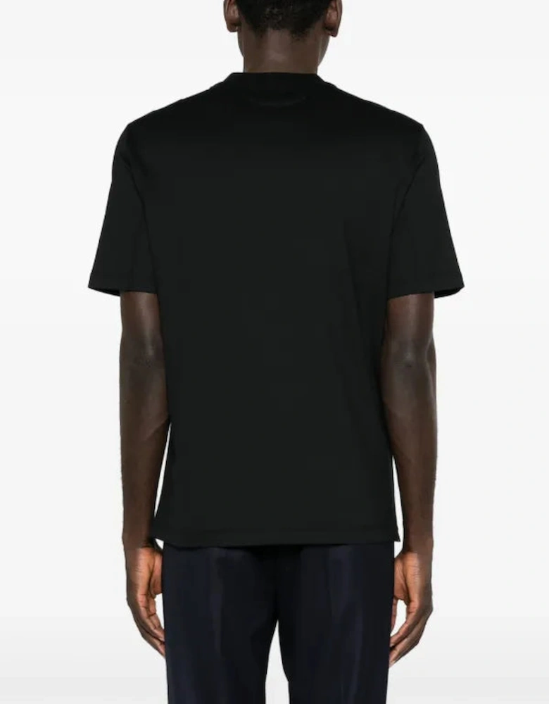 Brunello Cucinelli Logo Print Cotton Jersey T-Shirt Black