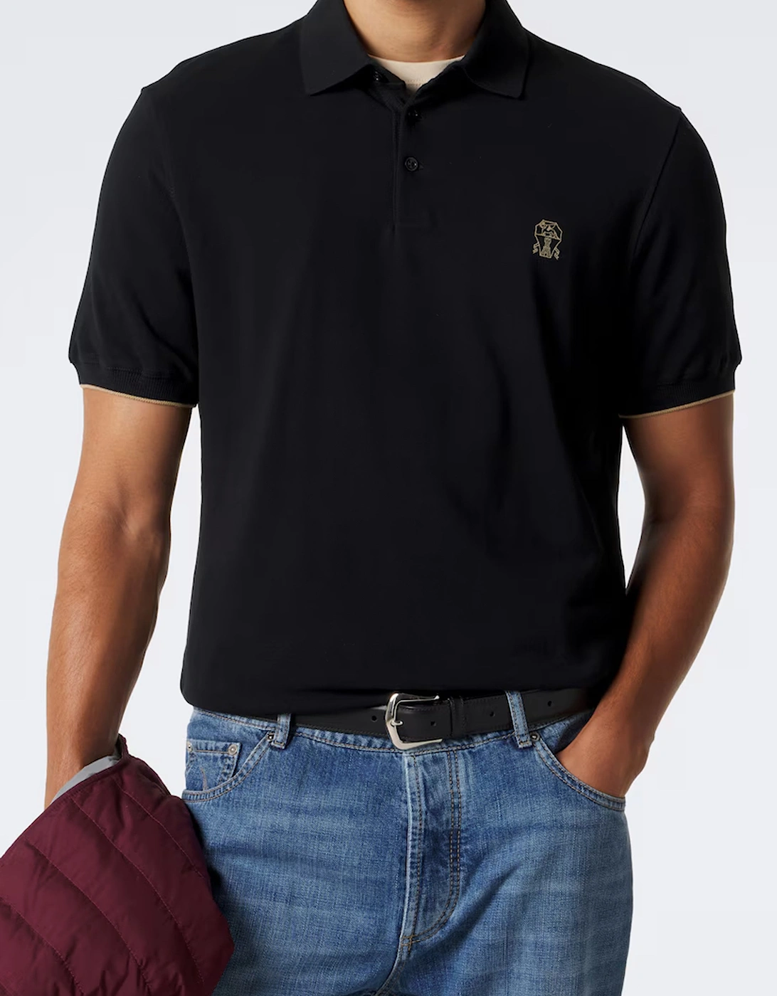 Branded Cotton Polo Shirt Black
