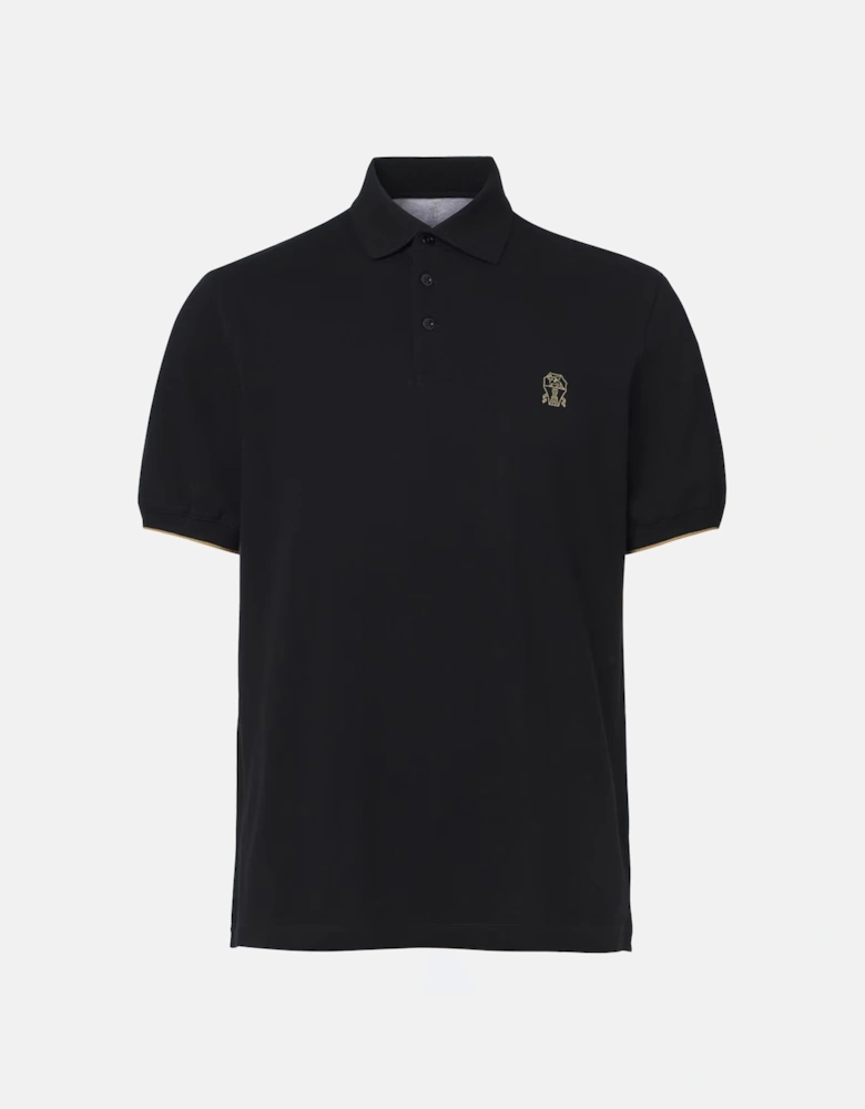 Branded Cotton Polo Shirt Black