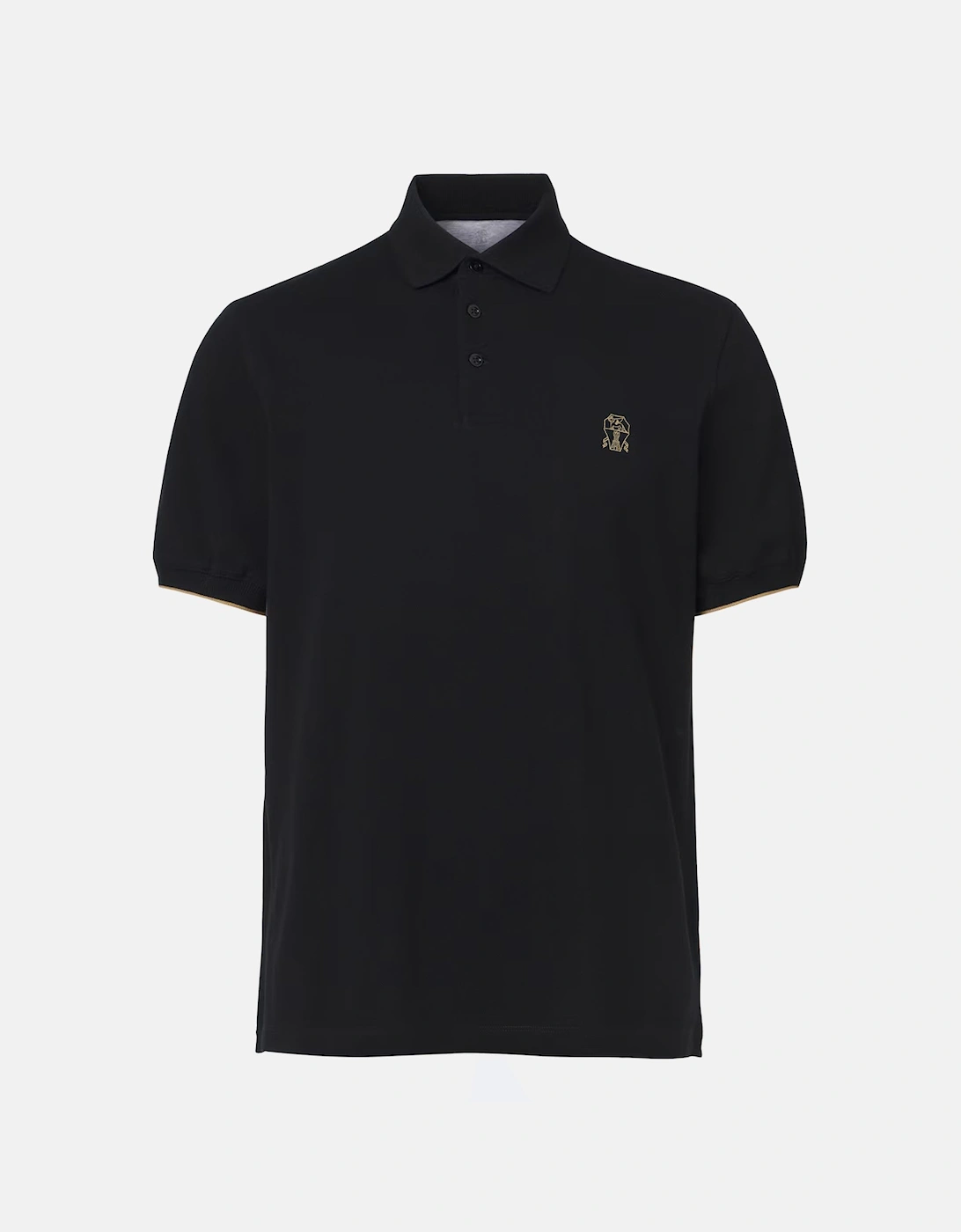 Branded Cotton Polo Shirt Black