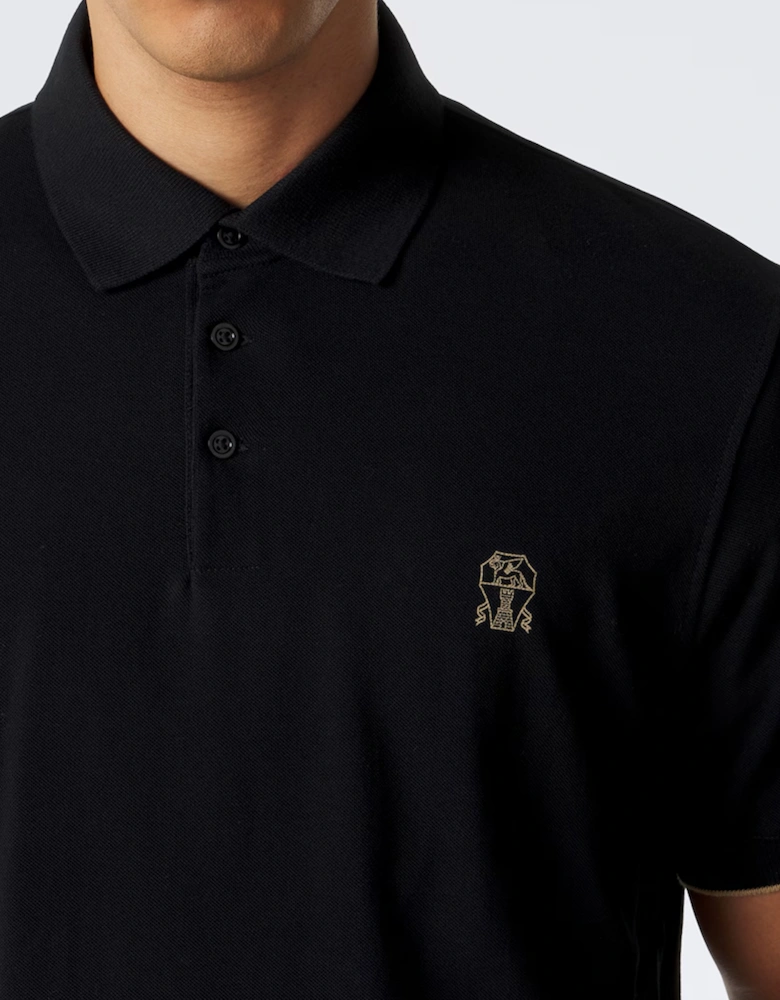 Branded Cotton Polo Shirt Black