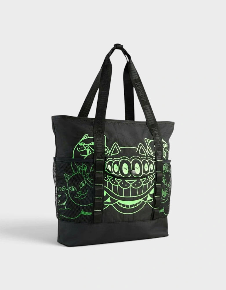 Puma Graphic Print Zip Tote Bag Black Green