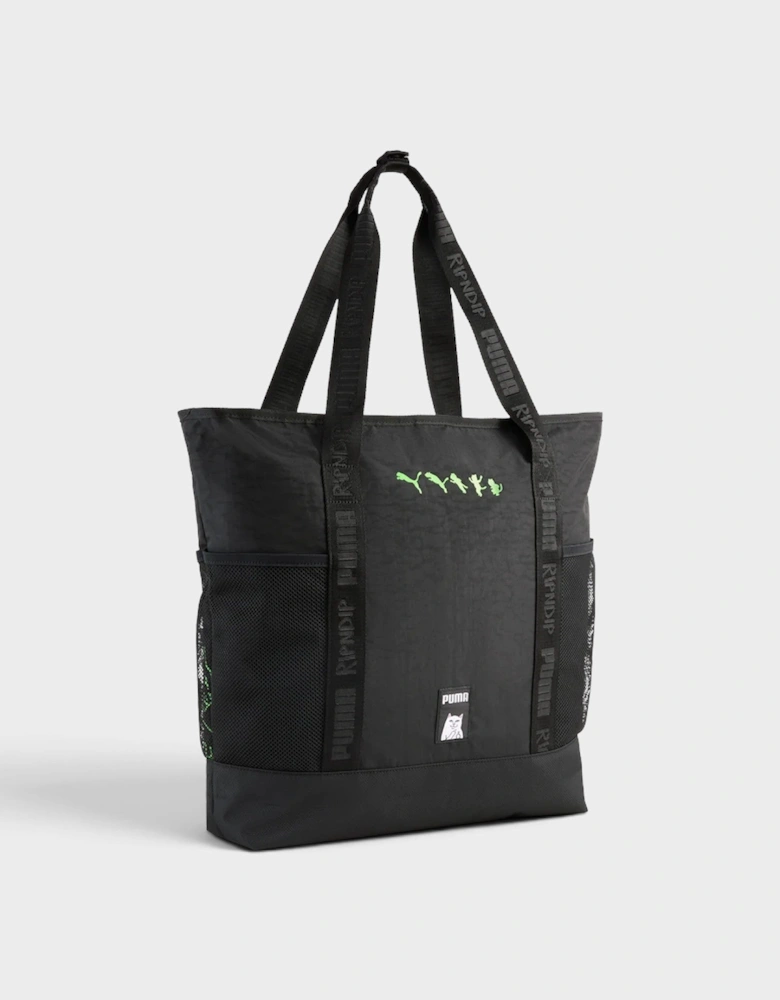 Puma Graphic Print Zip Tote Bag Black Green