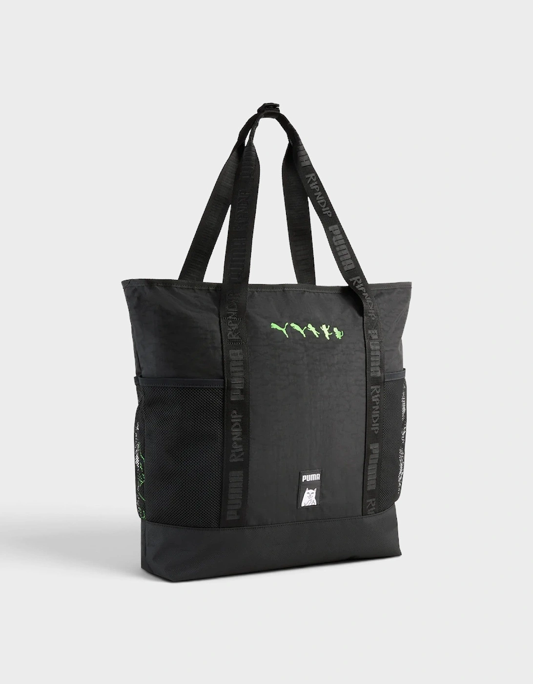 Puma Graphic Print Zip Tote Bag Black Green