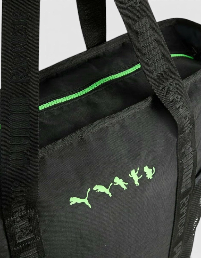Puma Graphic Print Zip Tote Bag Black Green