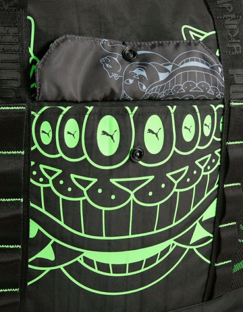 Puma Graphic Print Zip Tote Bag Black Green