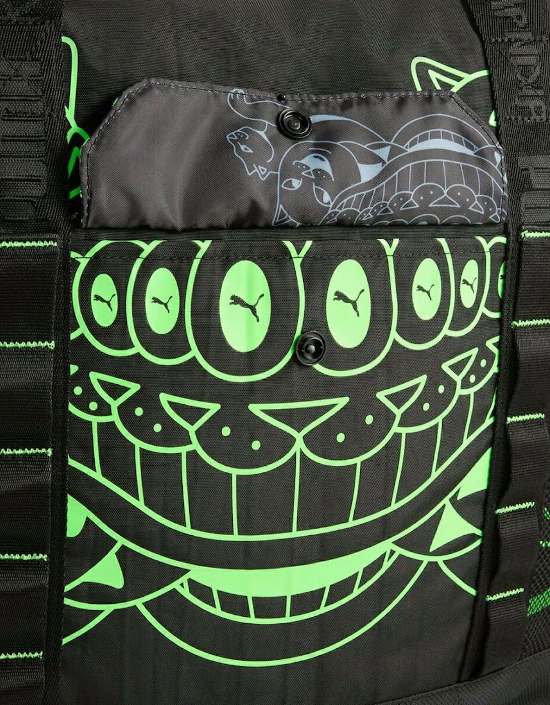 Puma Graphic Print Zip Tote Bag Black Green