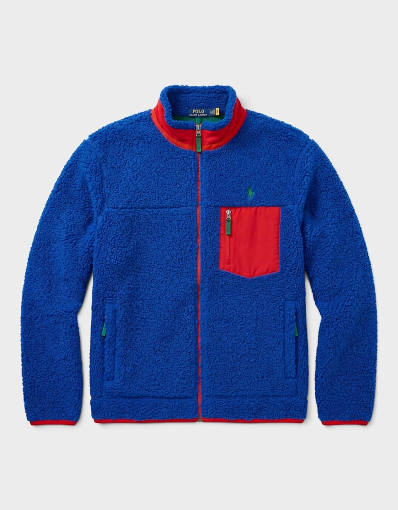 Pile Fleece Hybrid Jacket Blue Red Green