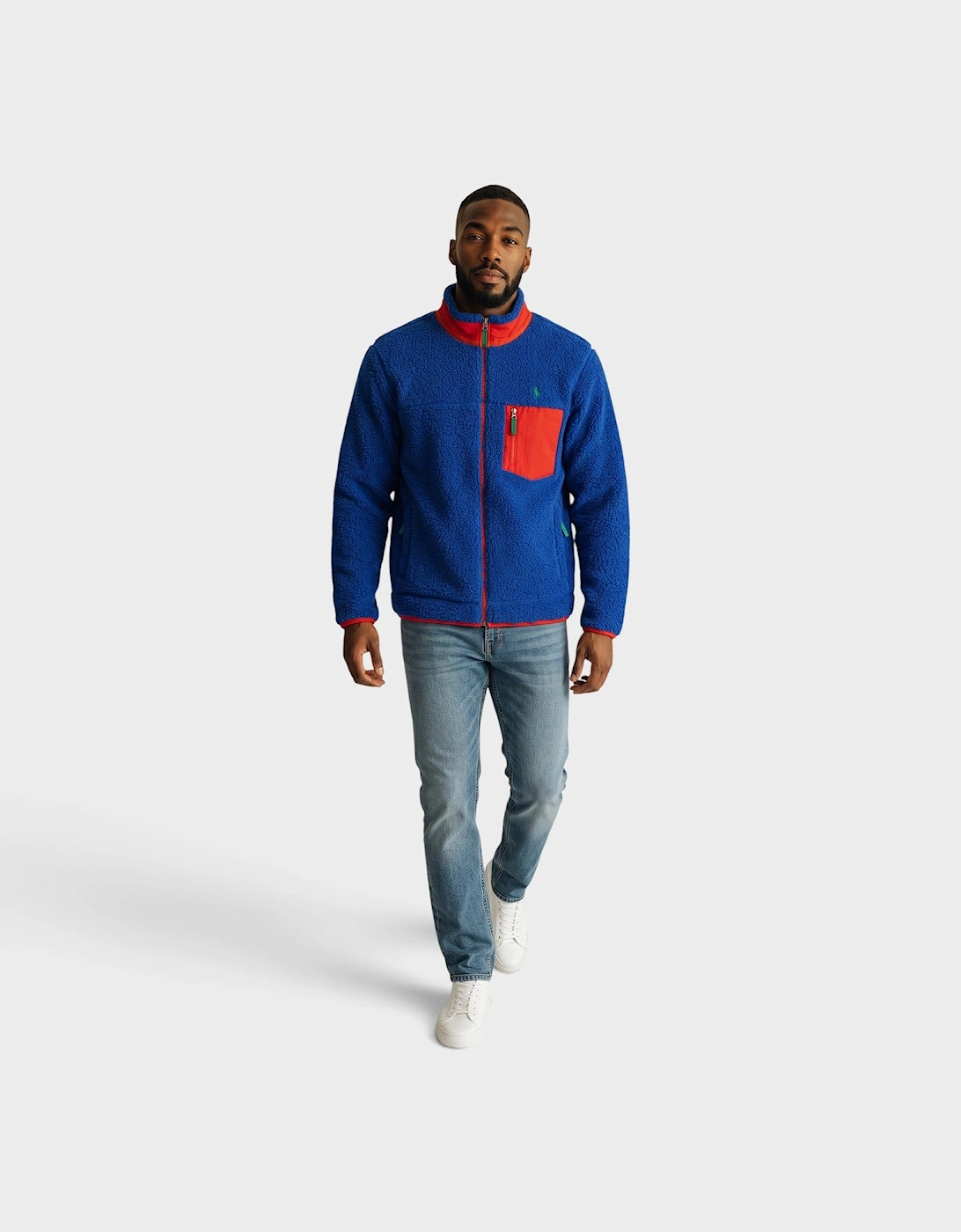 Pile Fleece Hybrid Jacket Blue Red Green