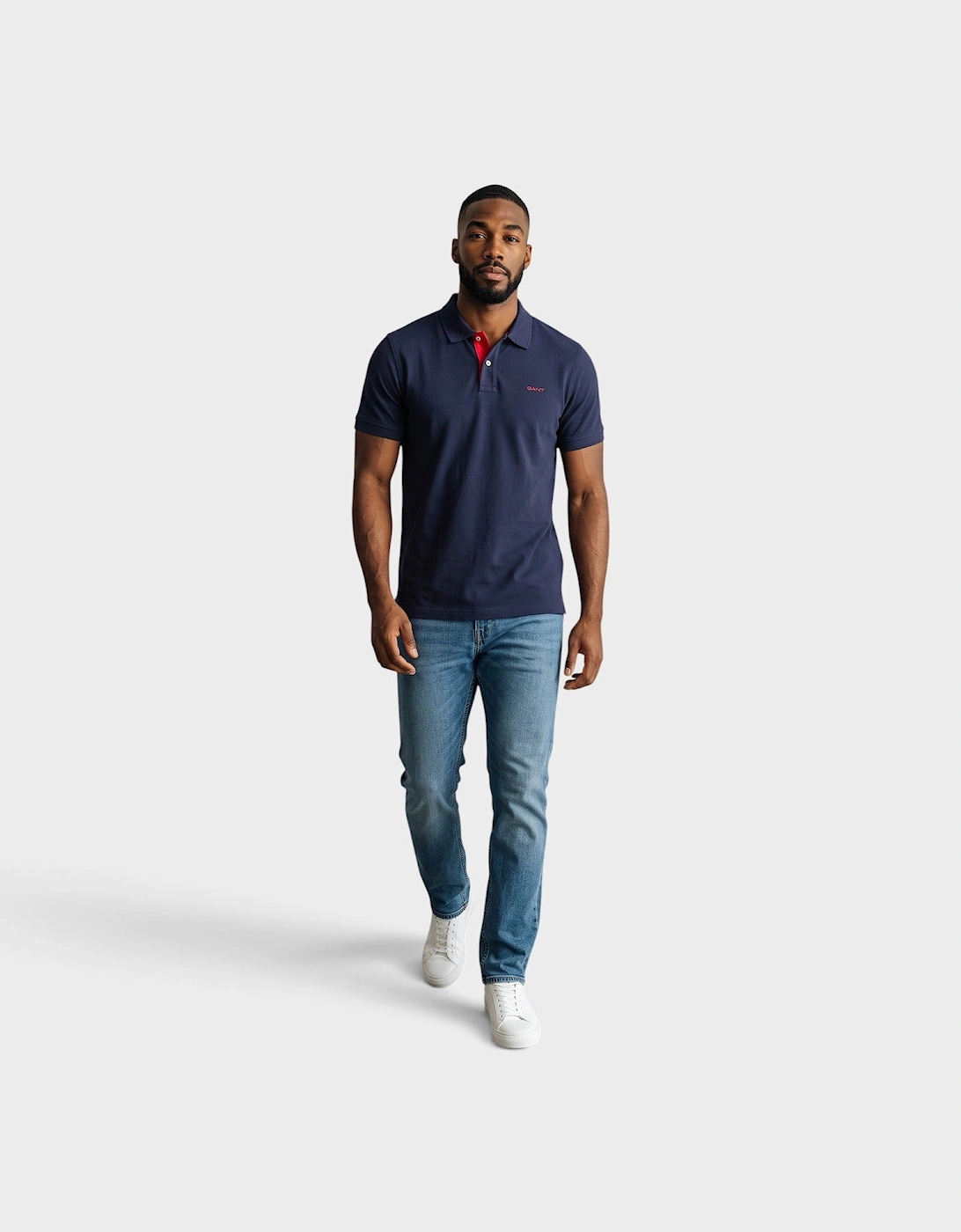 Logo Piqué Polo Shirt Navy Red