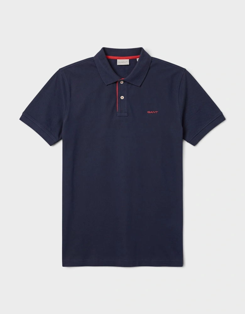 Logo Piqué Polo Shirt Navy Red