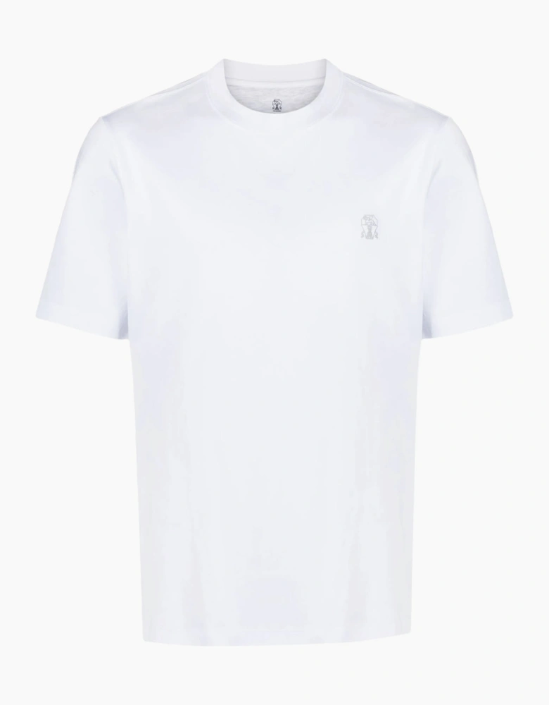 Brunello Cucinelli Logo Print Cotton Jersey T-Shirt White
