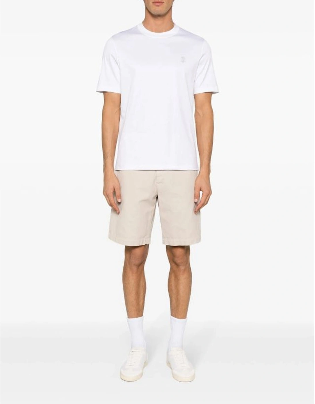 Brunello Cucinelli Logo Print Cotton Jersey T-Shirt White