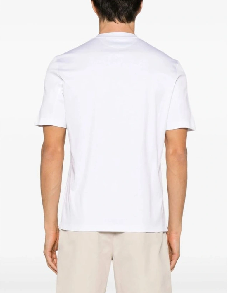 Brunello Cucinelli Logo Print Cotton Jersey T-Shirt White