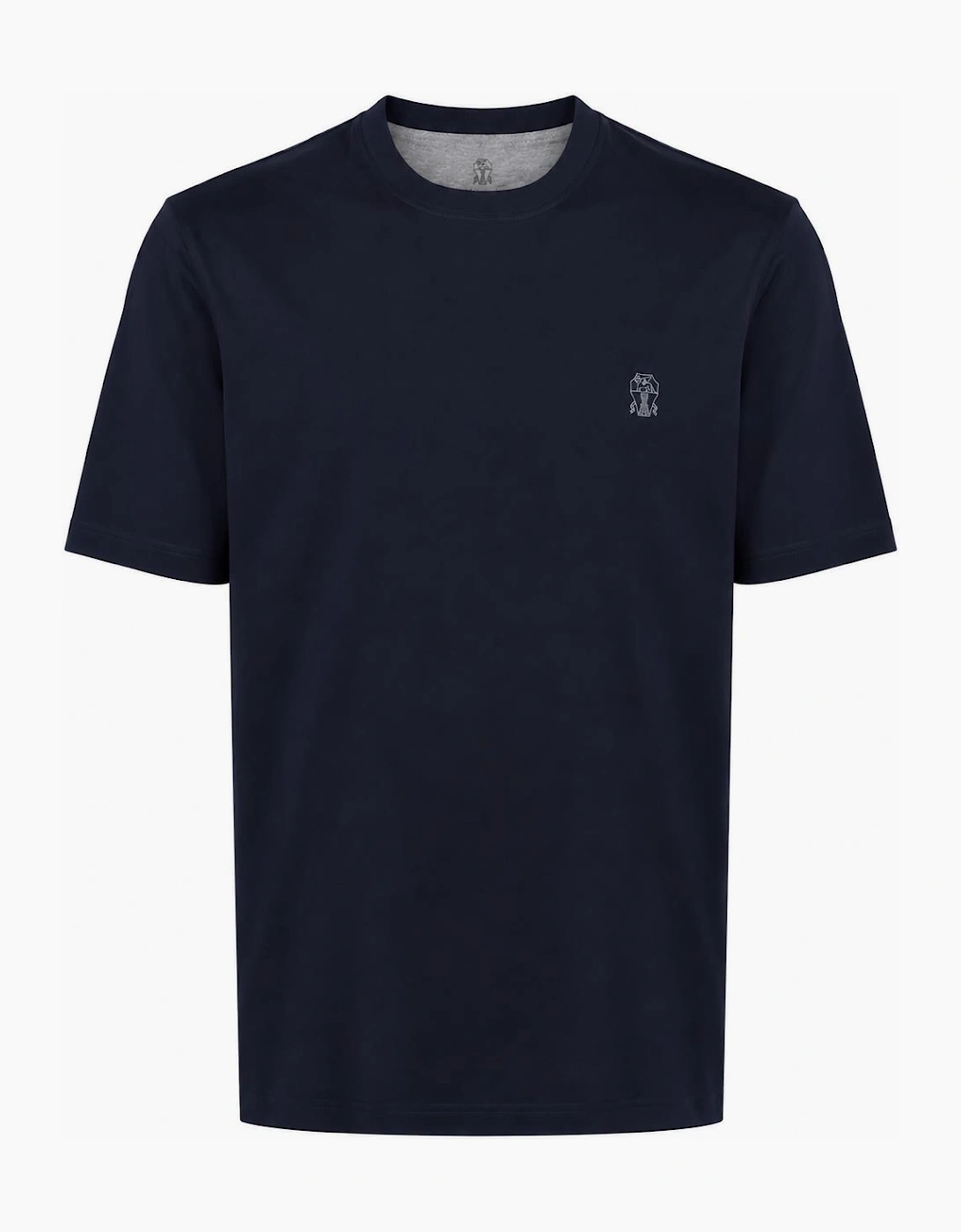Brunello Cucinelli Men's Brunello Cucinelli Logo Print Cotton Jersey T-Shirt Navy Blue - Black