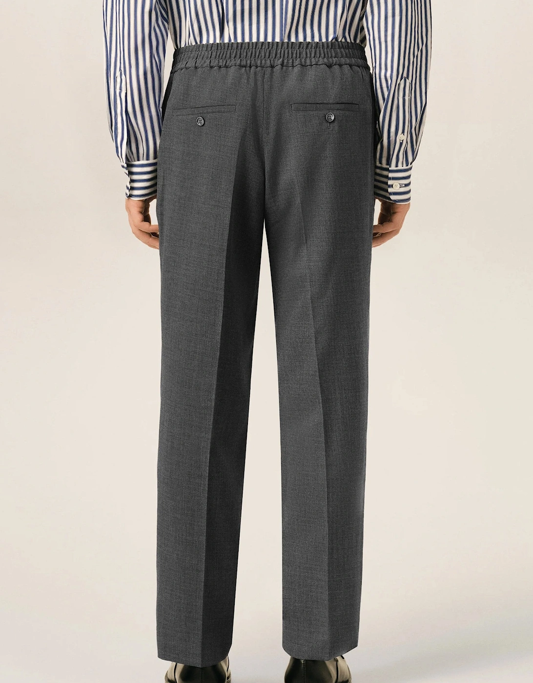 Wool Elasticated Waist Trousers Grey