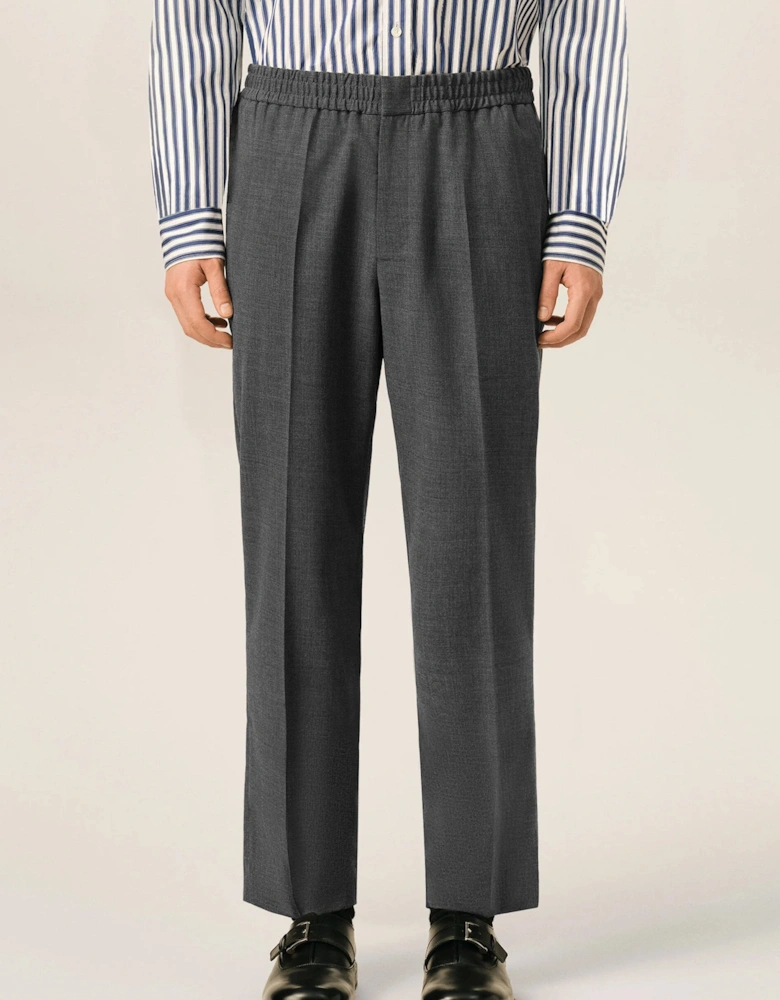 Wool Elasticated Waist Trousers Grey