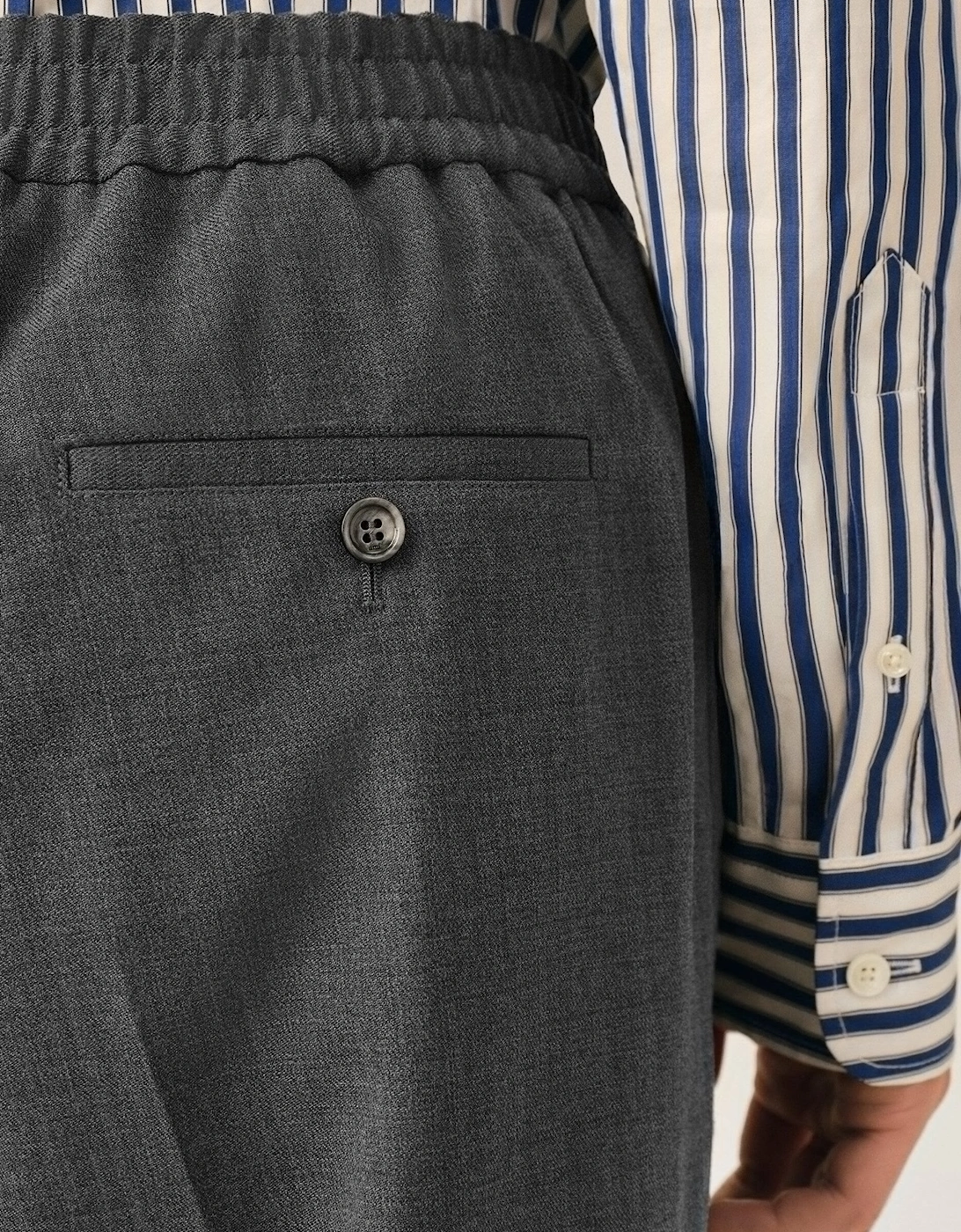 Wool Elasticated Waist Trousers Grey
