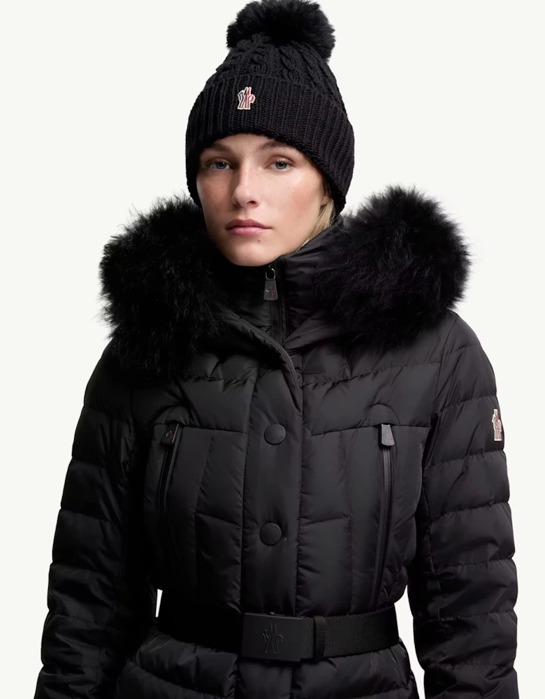 Cable Knit Bobble Hat Black