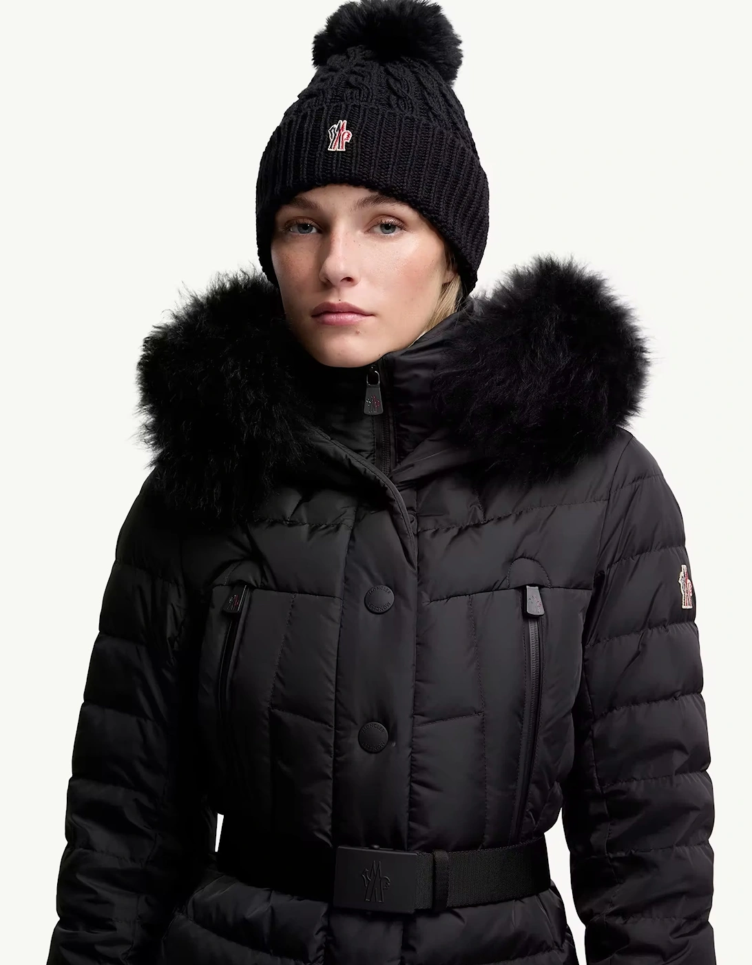 Cable Knit Bobble Hat Black