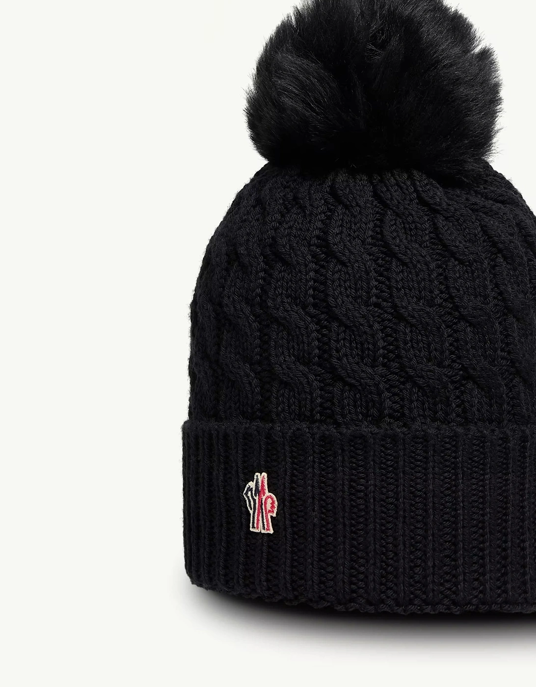 Cable Knit Bobble Hat Black
