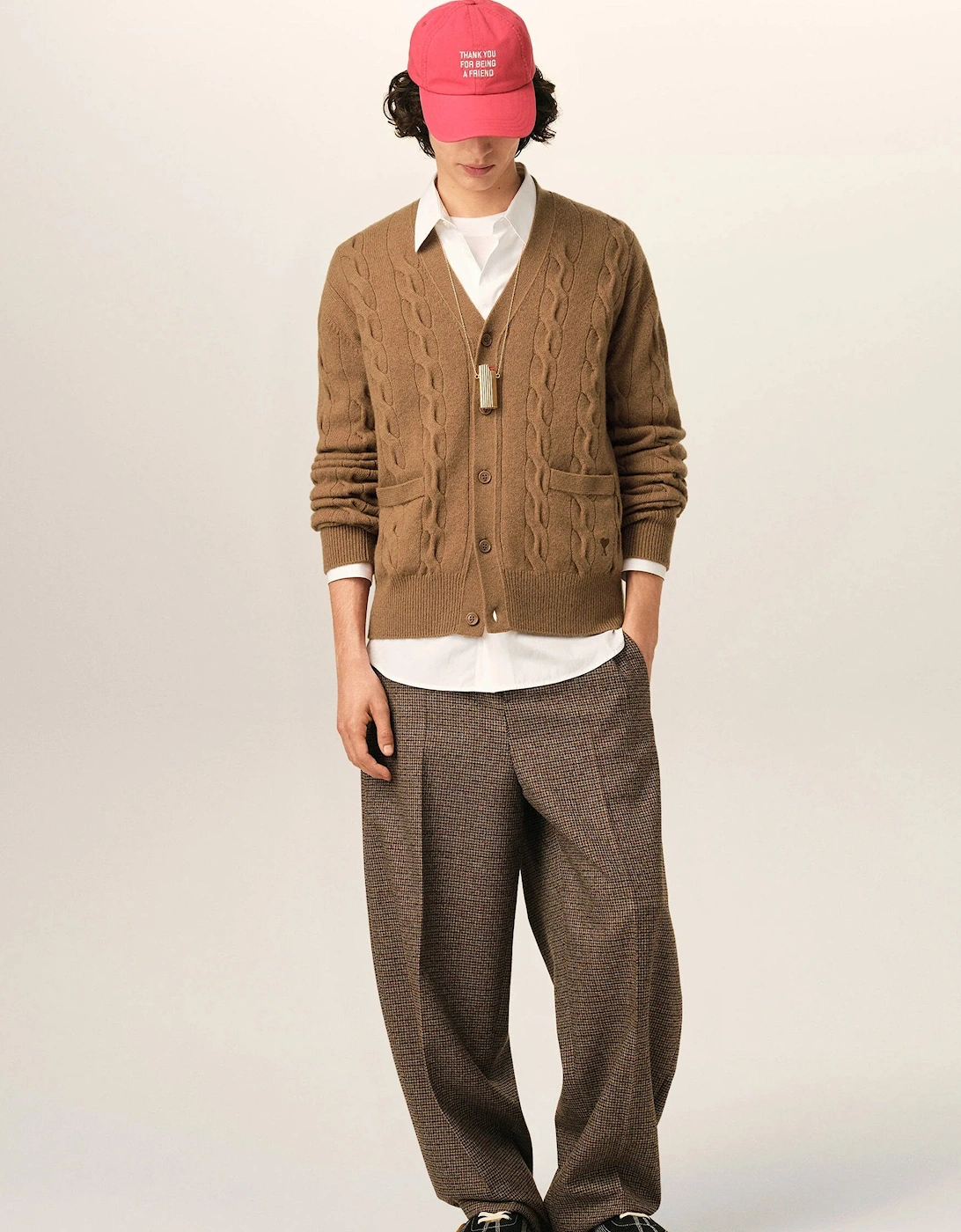 Cable Knit Cardigan Beige