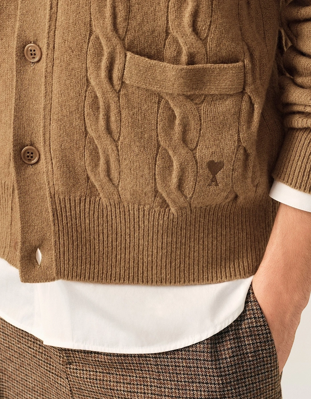 Cable Knit Cardigan Beige