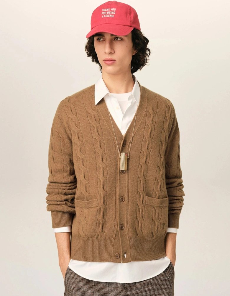 Cable Knit Cardigan Beige