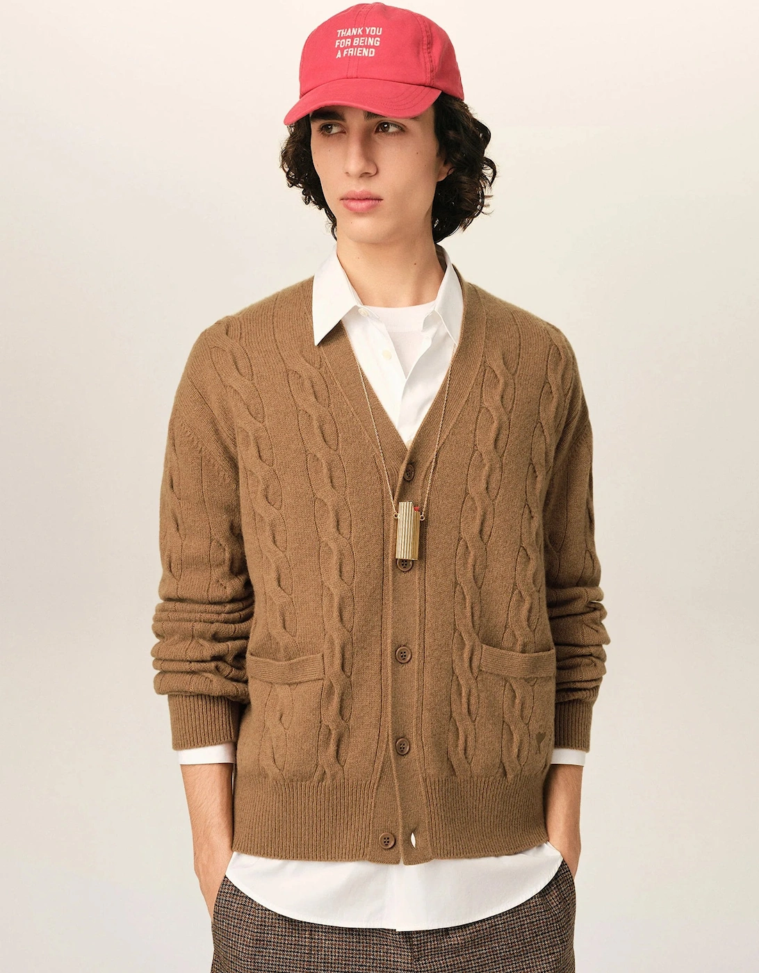 Cable Knit Cardigan Beige